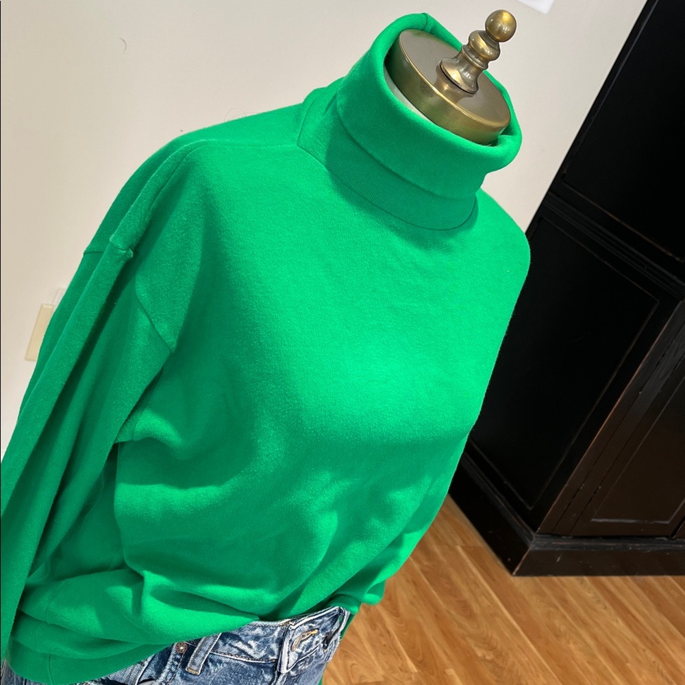 The Eagle’s Eye vintage bright green 100% cotton turtleneck size XL - Picture 2 of 8